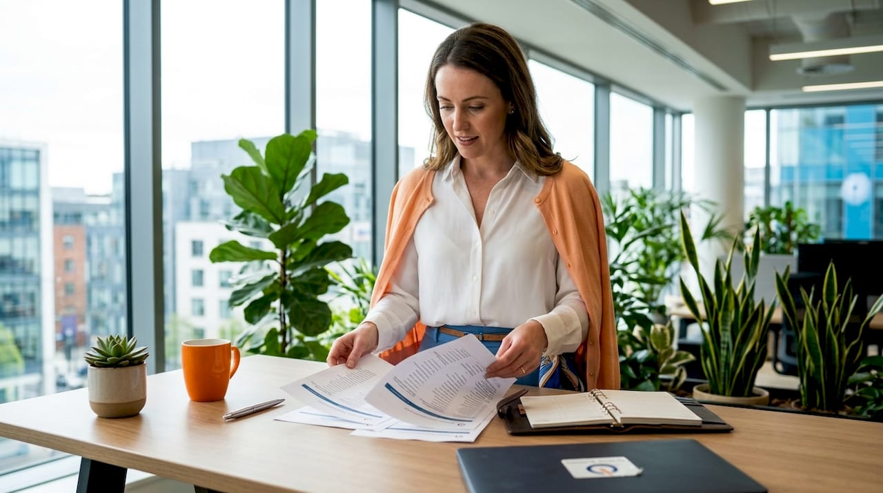 Business analyst reviewing CRM contact lists