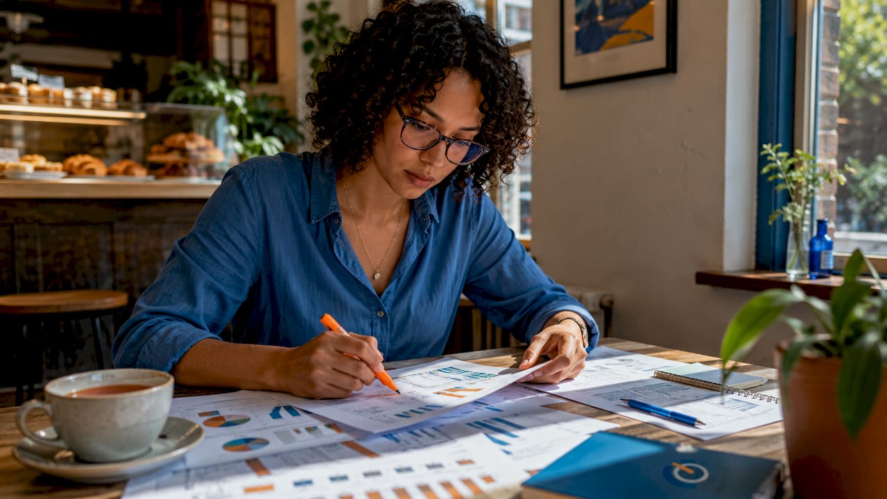 Business analyst reviewing CRM system documents