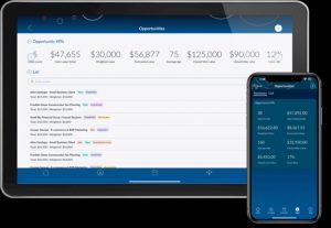 Salesperson checking mobile CRM after visit
