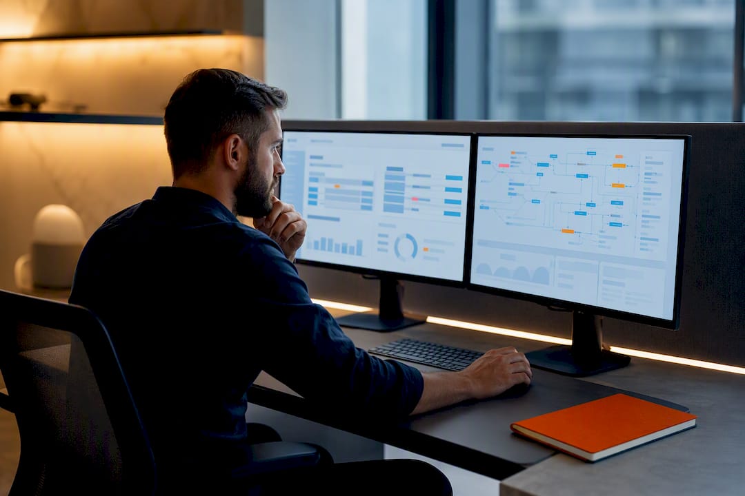 Analyst comparing CRM and CDP data flows