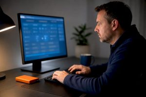 Administrator verifying restored CRM backup